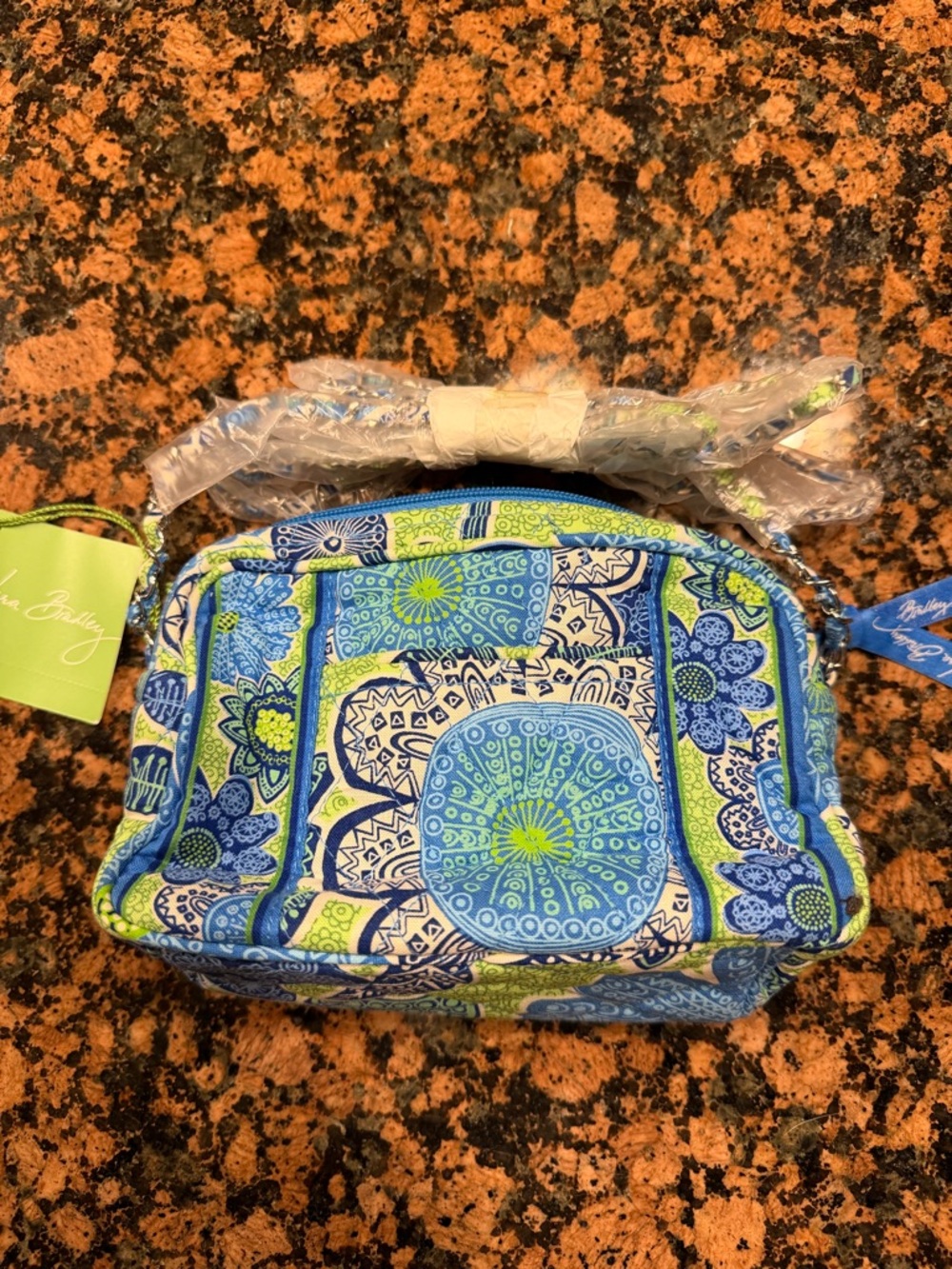 Vera Bradley Blue and Lime Quilted Interior Pattern Tote